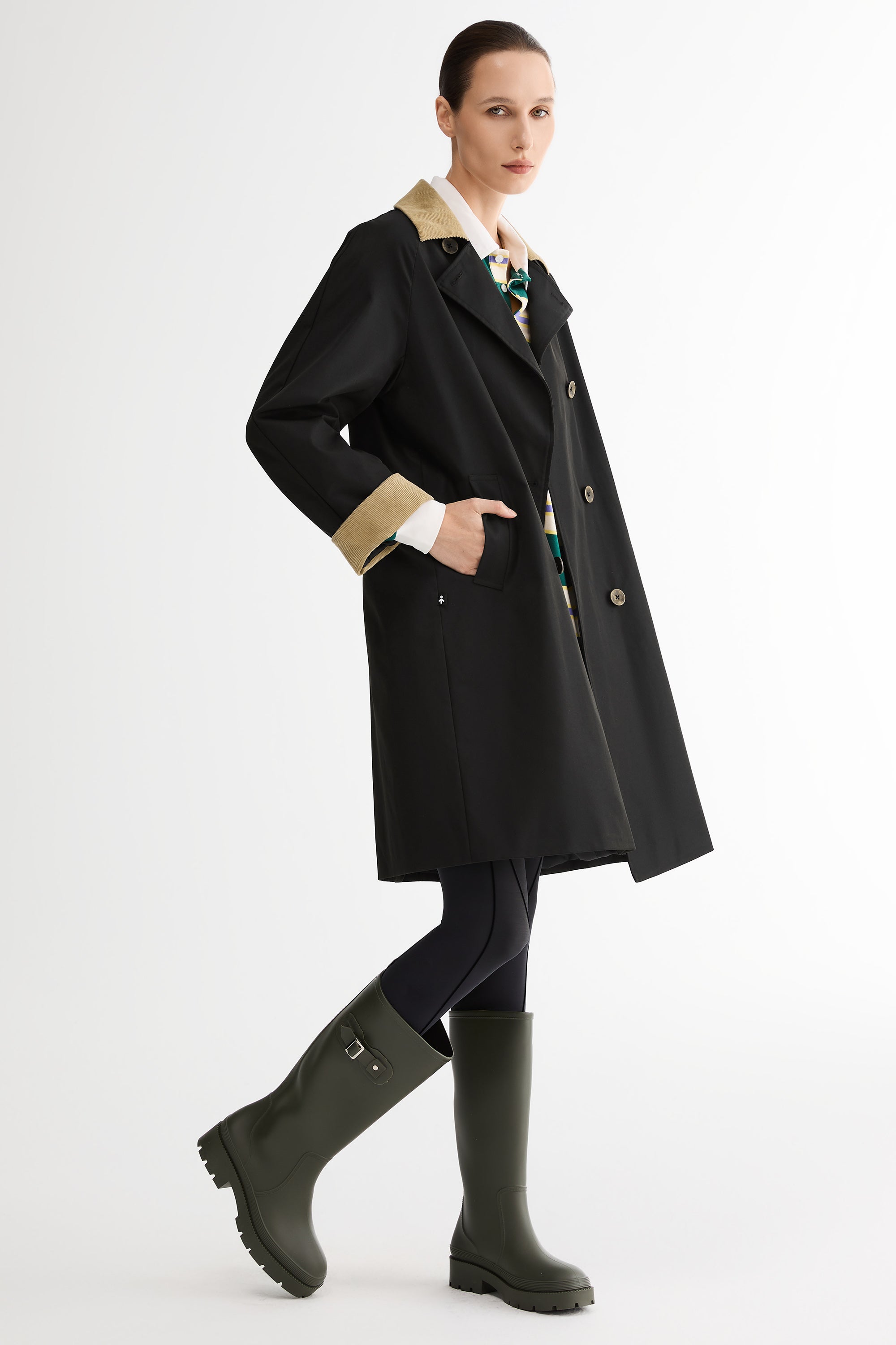 Casual Oversized Trench Coat Orolay #color_black