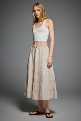 Bouquet Linen Skirt #Color_Natural Ecru