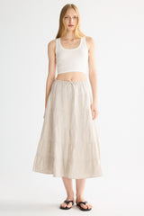 Orolay Bouquet Linen Skirt #Color_Natural Ecru