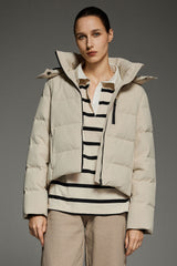 CityForm Short Detachable Hood Down Jacket orolay #color_beige
