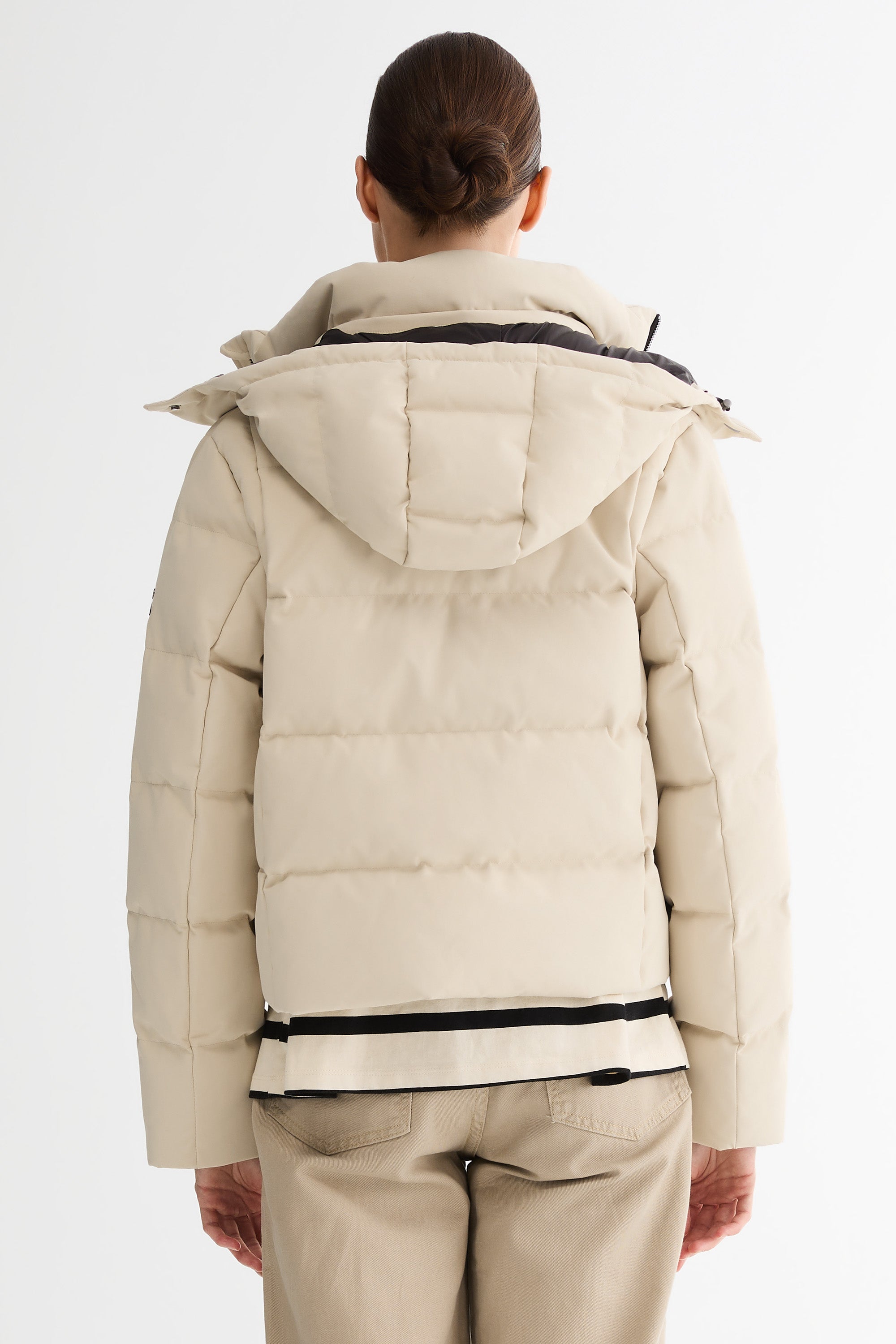 CityForm Short Detachable Hood Down Jacket orolay #color_beige