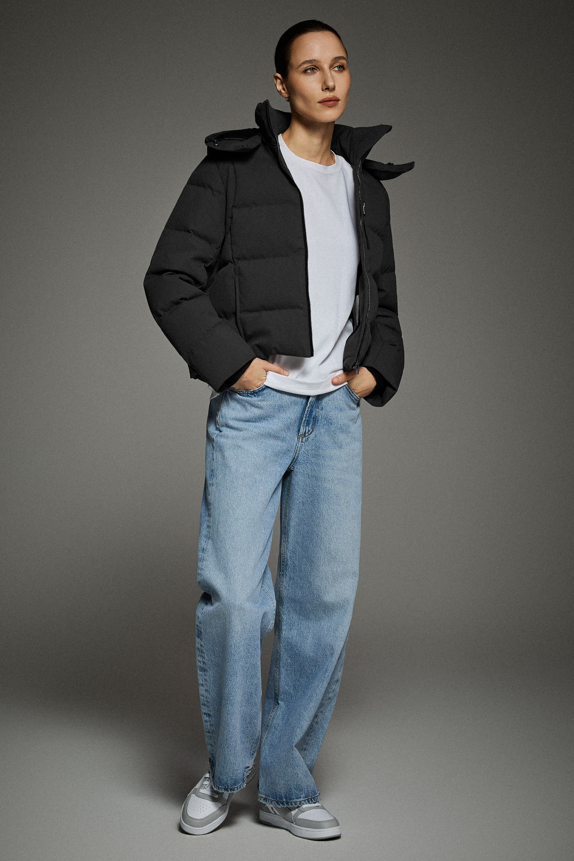 CityForm Short Detachable Hood Down Jacket orolay #color_black