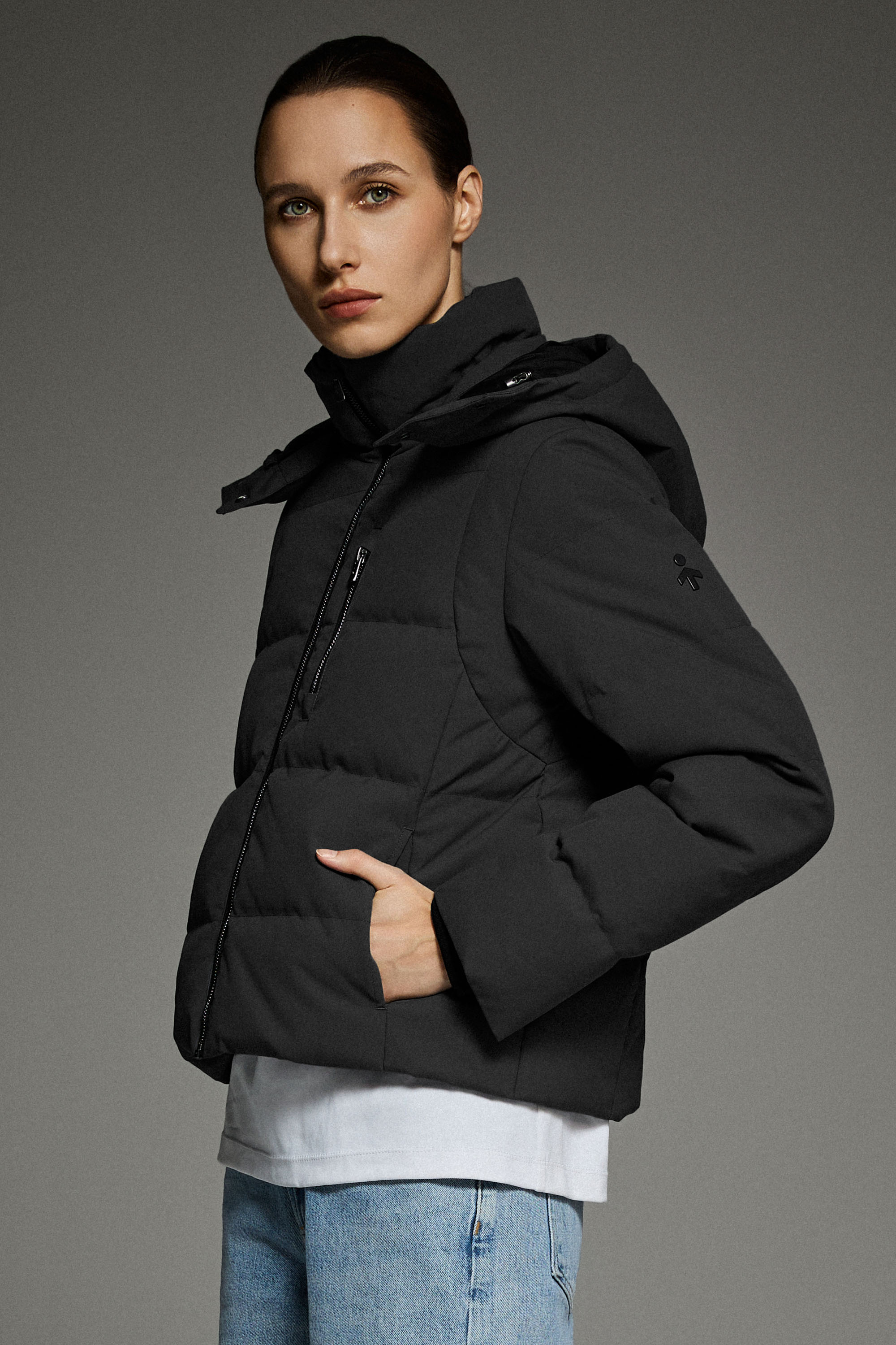 CityForm Short Detachable Hood Down Jacket orolay #color_black