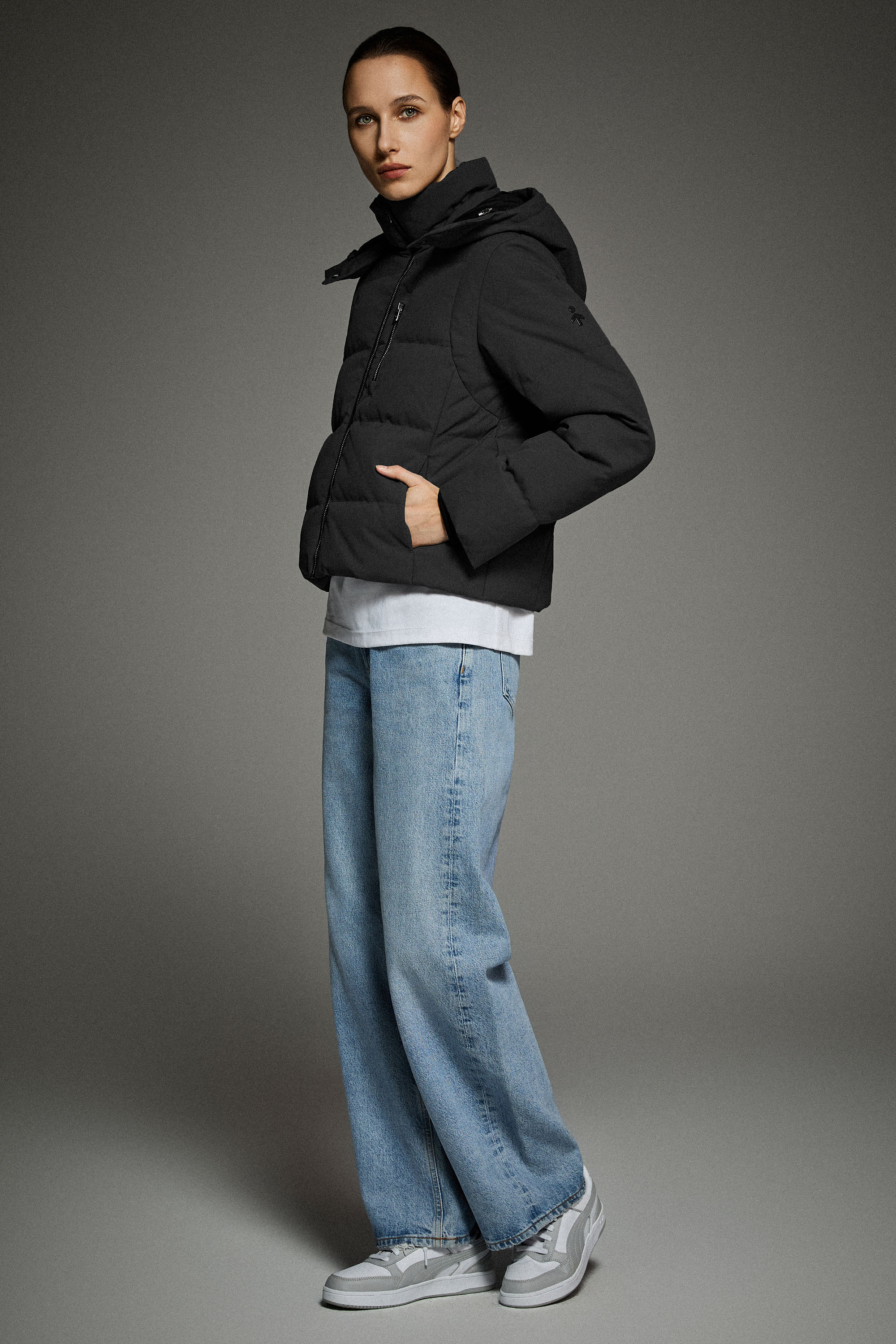 CityForm Short Detachable Hood Down Jacket orolay #color_black