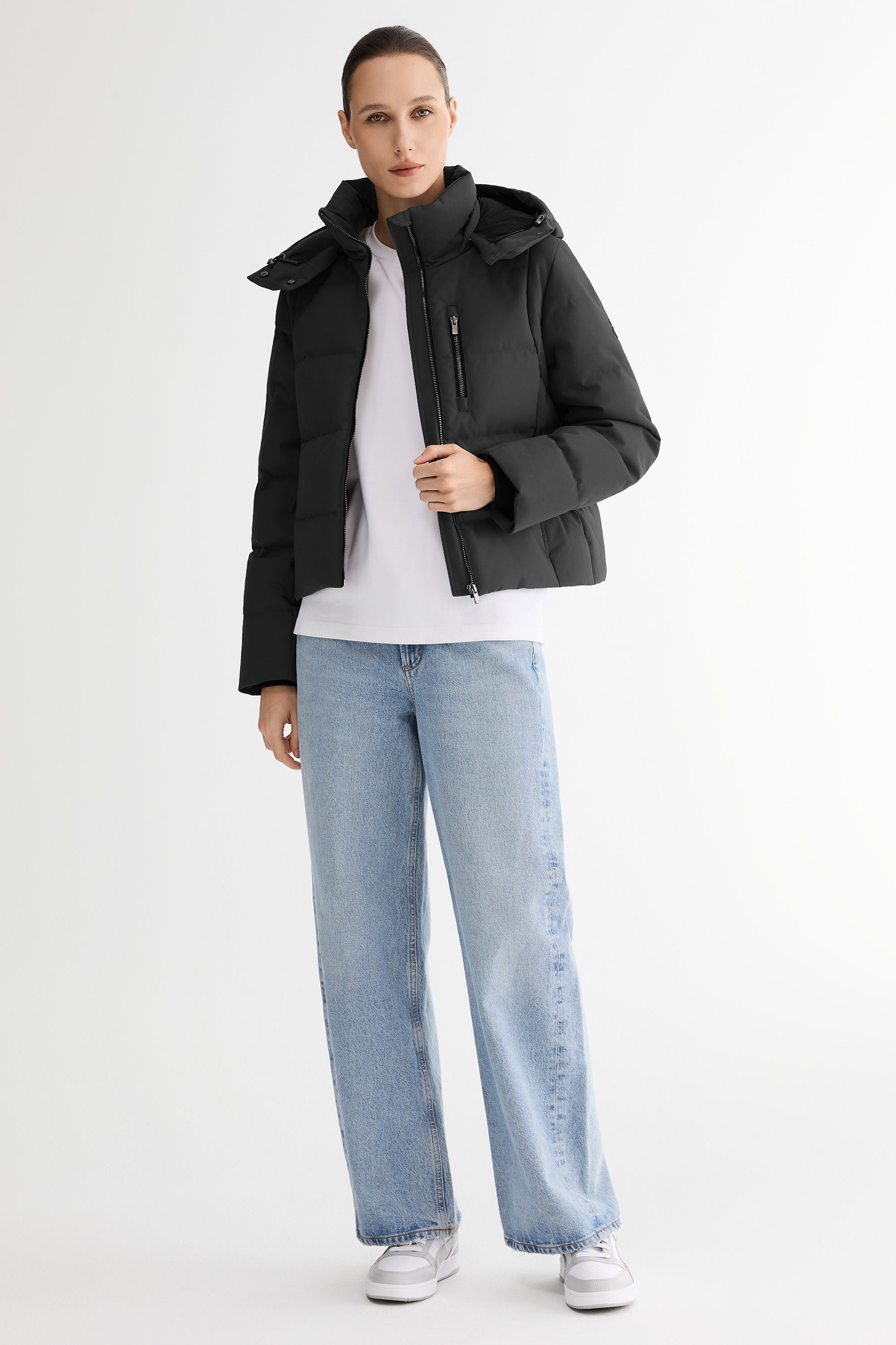 CityForm Short Detachable Hood Down Jacket orolay #color_black