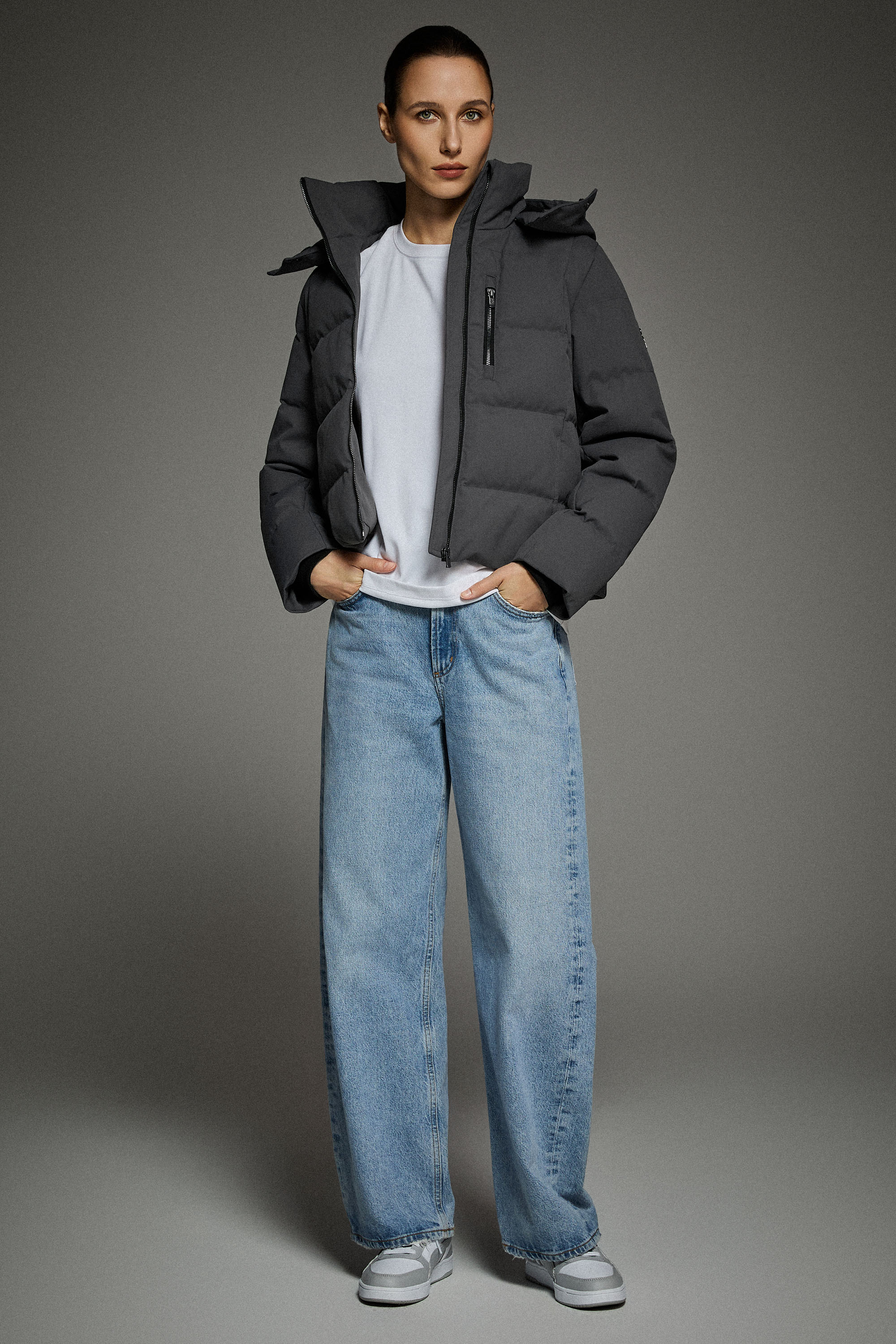 CityForm Short Detachable Hood Down Jacket orolay #color_darkgray