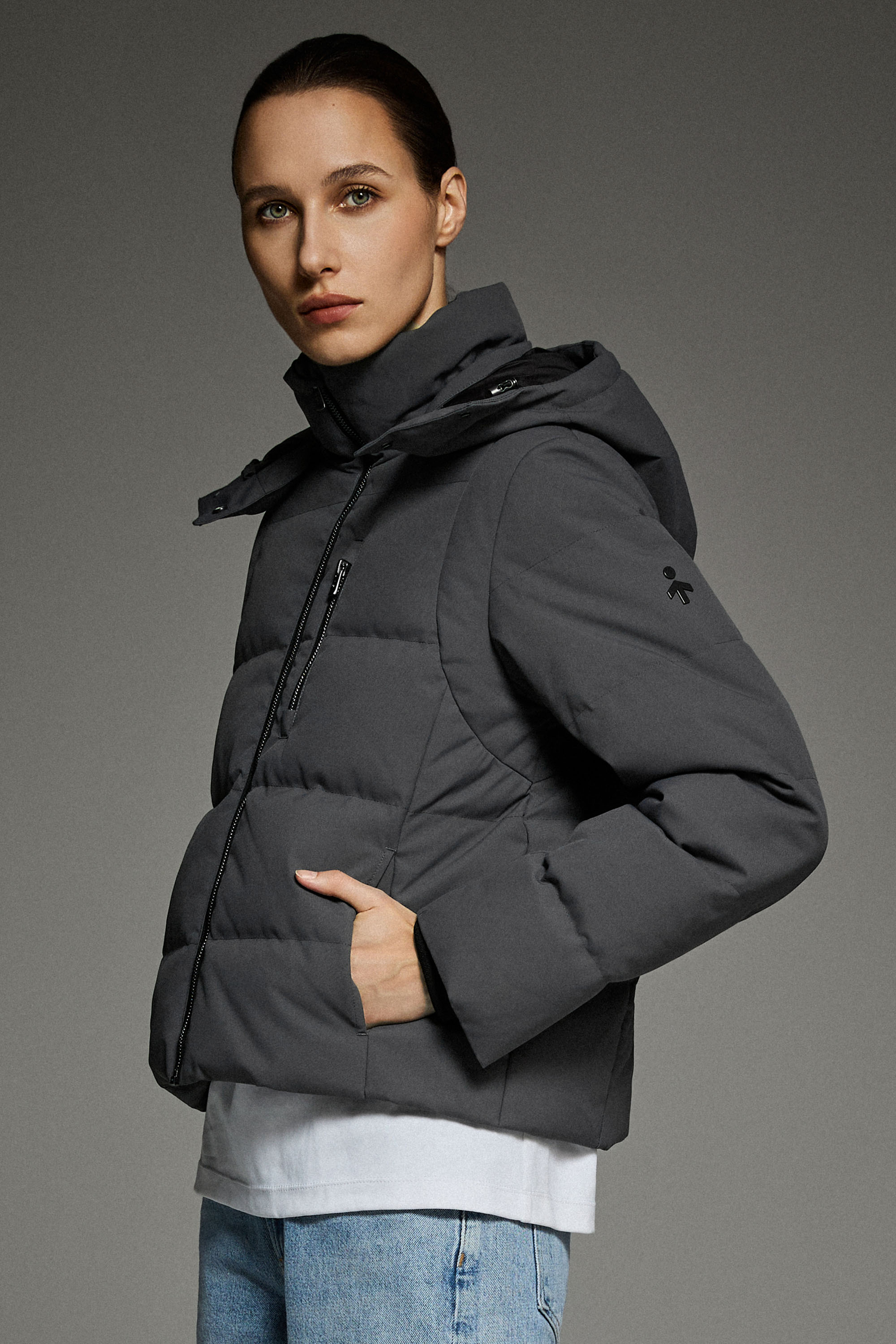 CityForm Short Detachable Hood Down Jacket orolay #color_darkgray