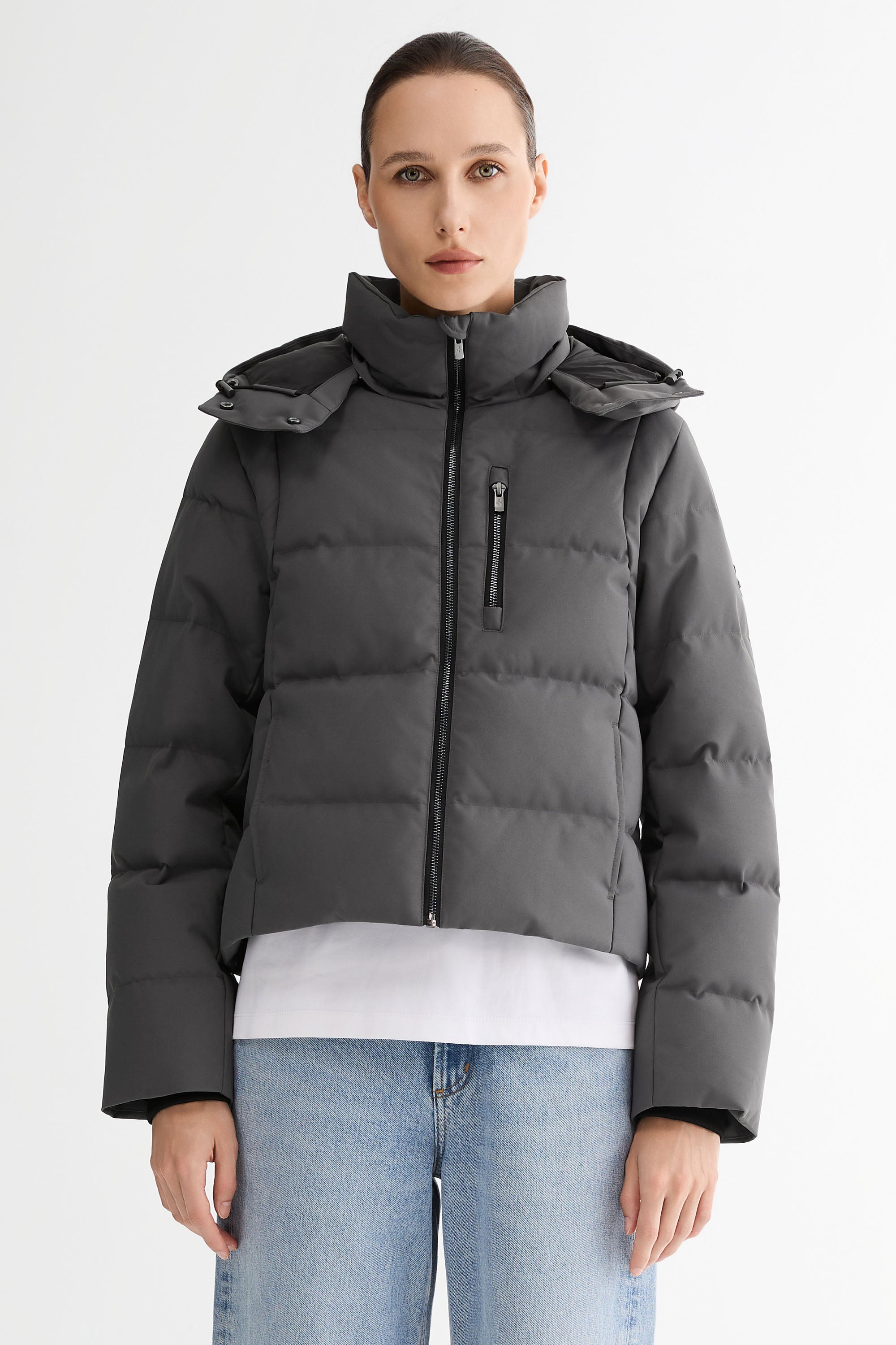 CityForm Short Detachable Hood Down Jacket orolay #color_darkgray