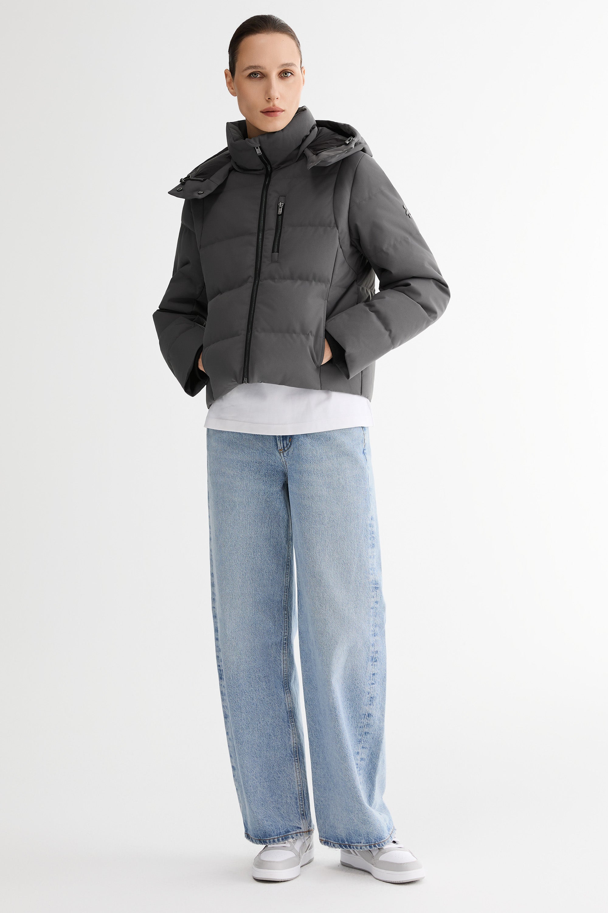 CityForm Short Detachable Hood Down Jacket orolay #color_darkgray