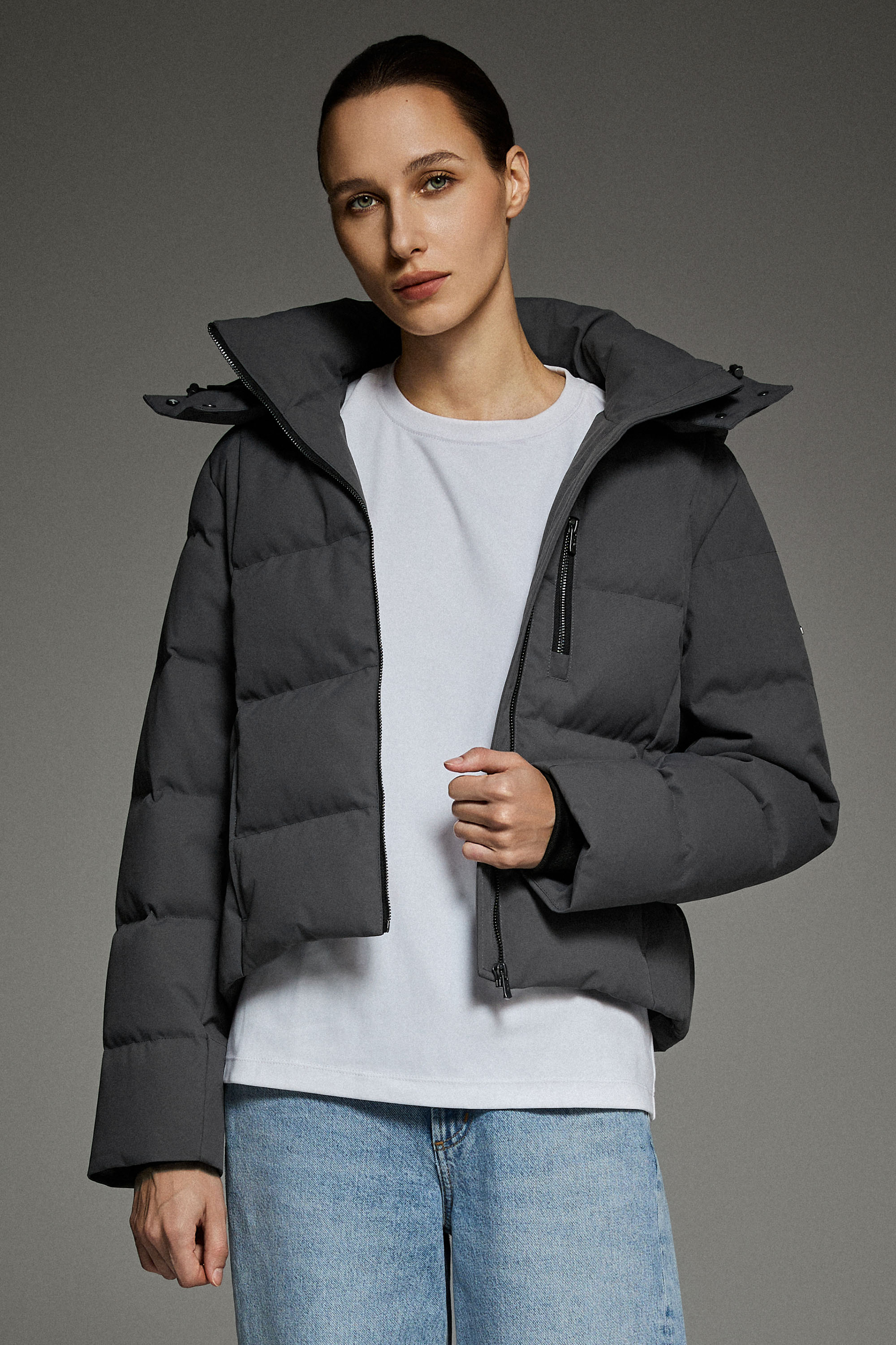 CityForm Short Detachable Hood Down Jacket orolay #color_darkgray