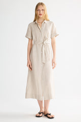 Classic Linen Maxi Dress Orolay #color_Natural Ecru
