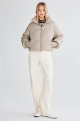 Down Coat-Orolay-Puff-O Classics Short Oversized Down Coat-#color_ Taupe