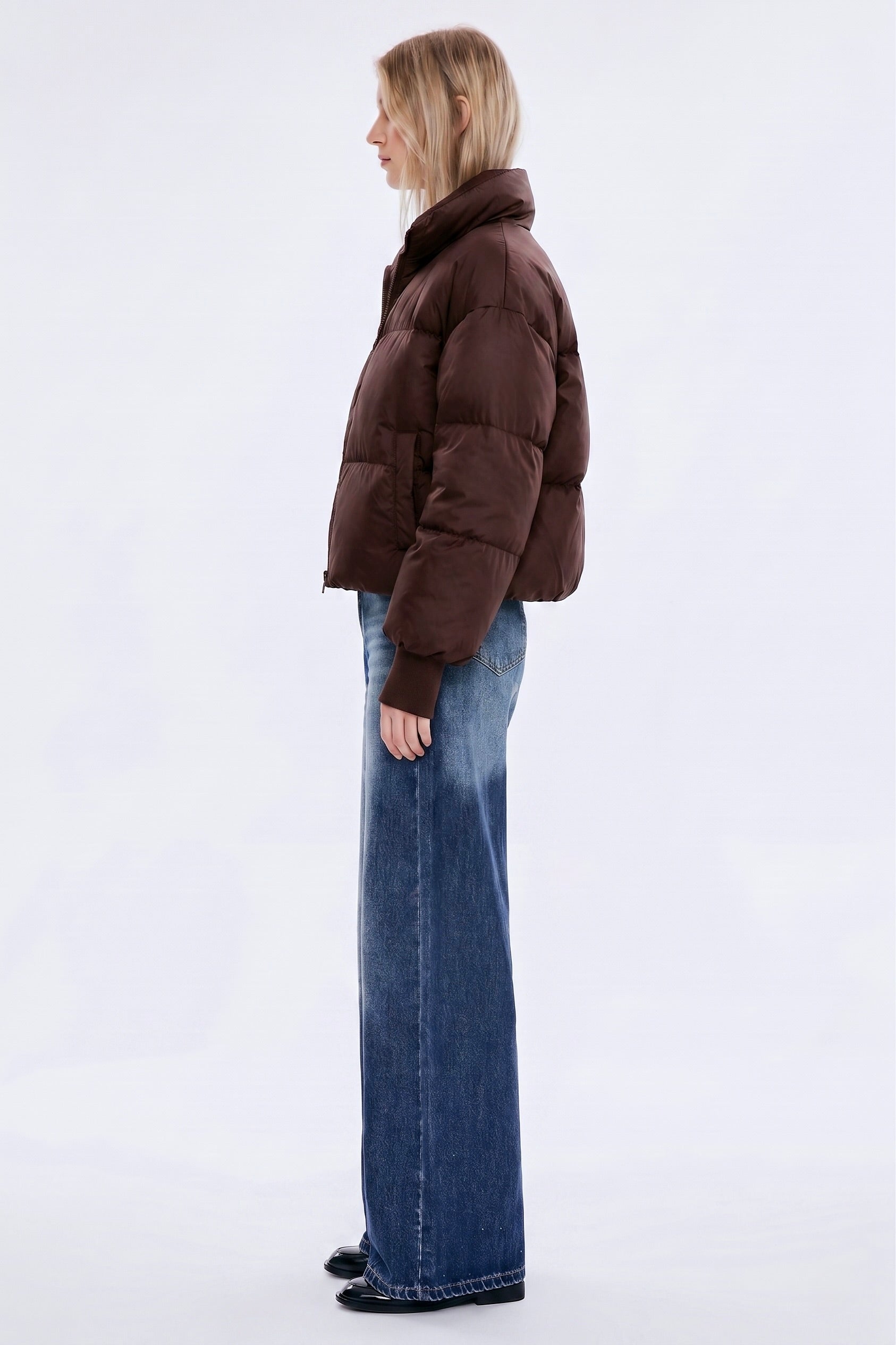 Down Coat-Orolay-Puff-O Classics Short Oversized Down Coat-#color_dark brown