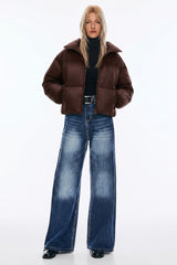 Down Coat-Orolay-Puff-O Classics Short Oversized Down Coat-#color_dark brown