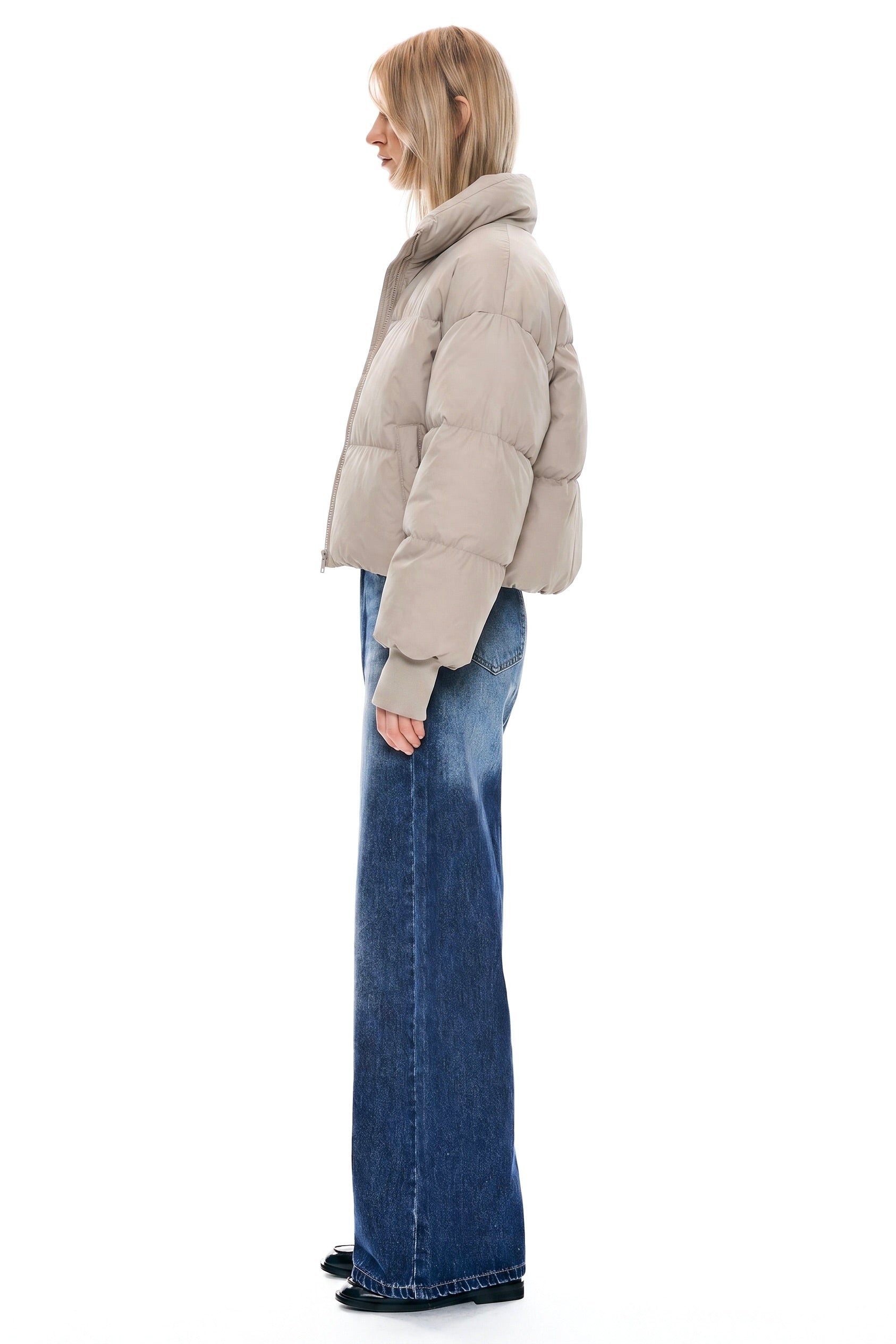 Down Coat-Orolay-Puff-O Classics Short Oversized Down Coat-#color_ Taupe