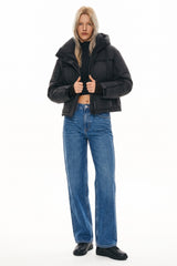 orolay Cropped Puffer Jacket Winter Quilted #color_black