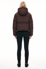 orolay Cropped Puffer Jacket Winter Quilted #color_coffee