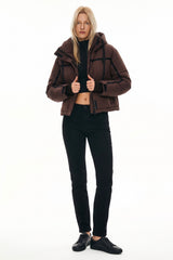 orolay Cropped Puffer Jacket Winter Quilted #color_coffee