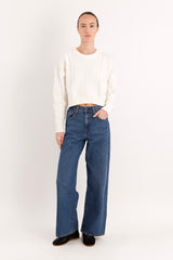 Cropped Knit Sweater #Color_white