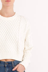 Cropped Knit Sweater #Color_white