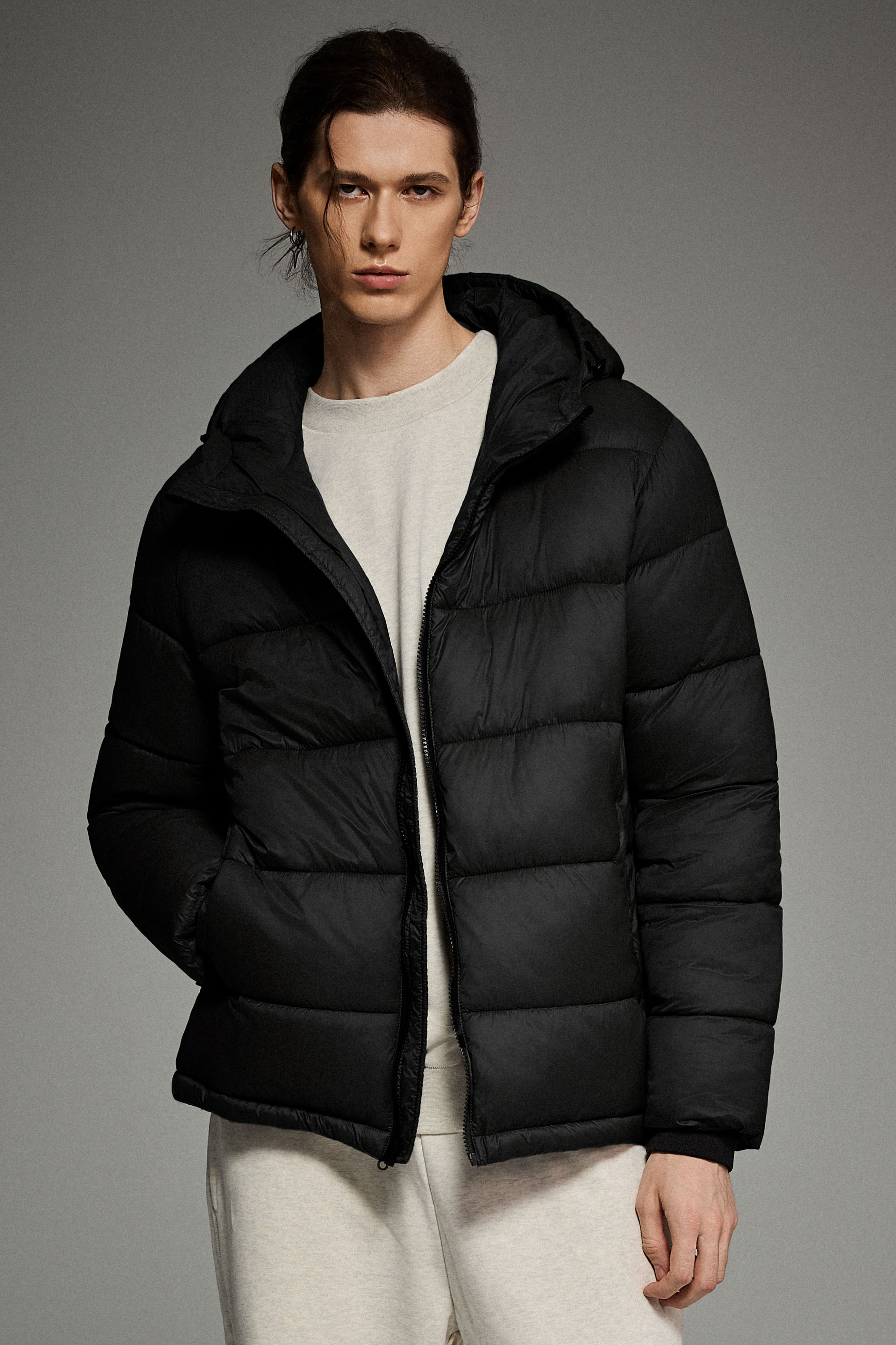 Essential Hooded Puffer Jacket with Quilted Finish OROLAY #color_black