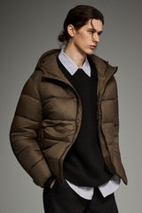 Essential Hooded Puffer Jacket with Quilted Finish OROLAY #color_coffee