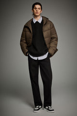 Essential Hooded Puffer Jacket with Quilted Finish OROLAY #color_coffee