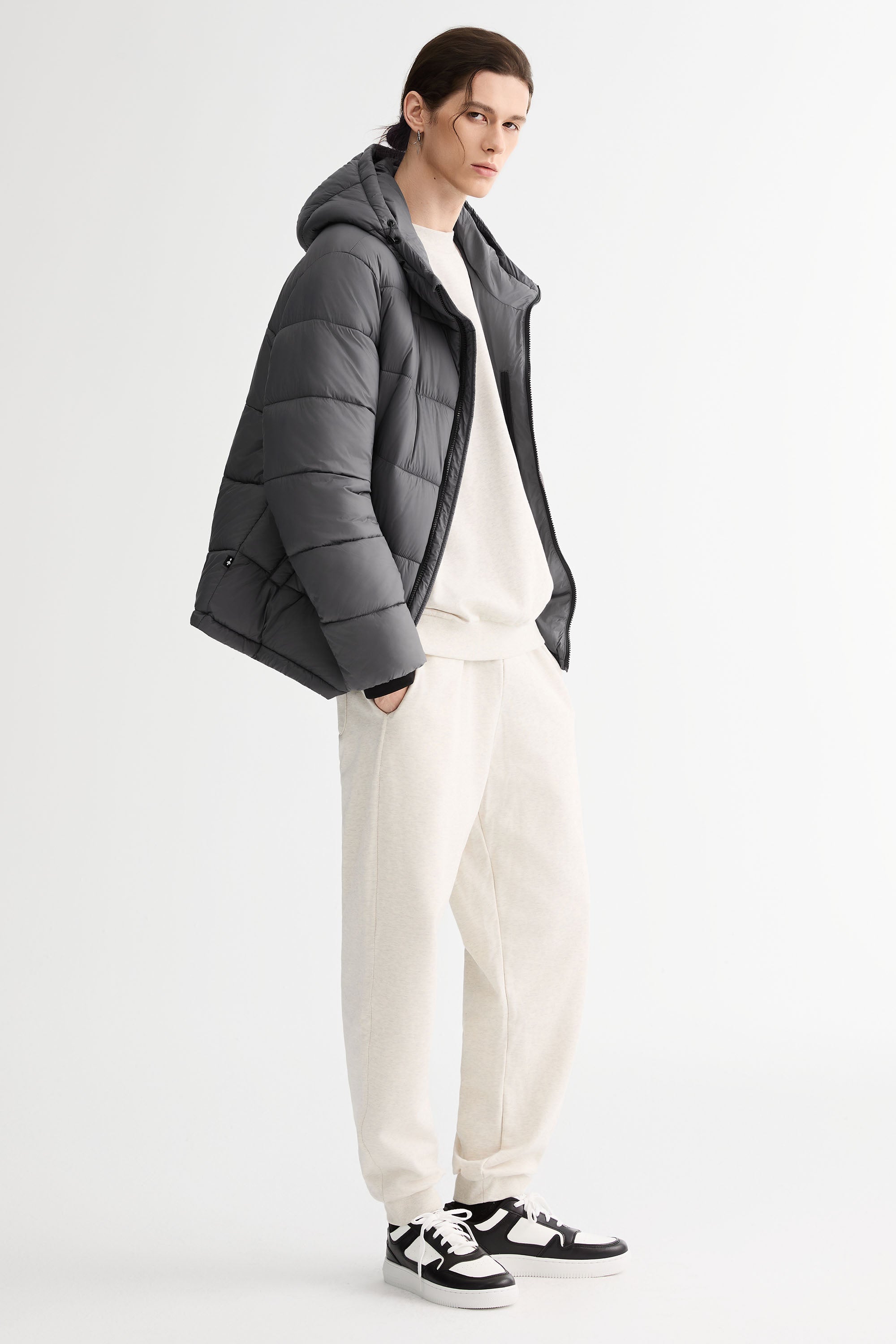 Essential Hooded Puffer Jacket with Quilted Finish OROLAY #color_gray