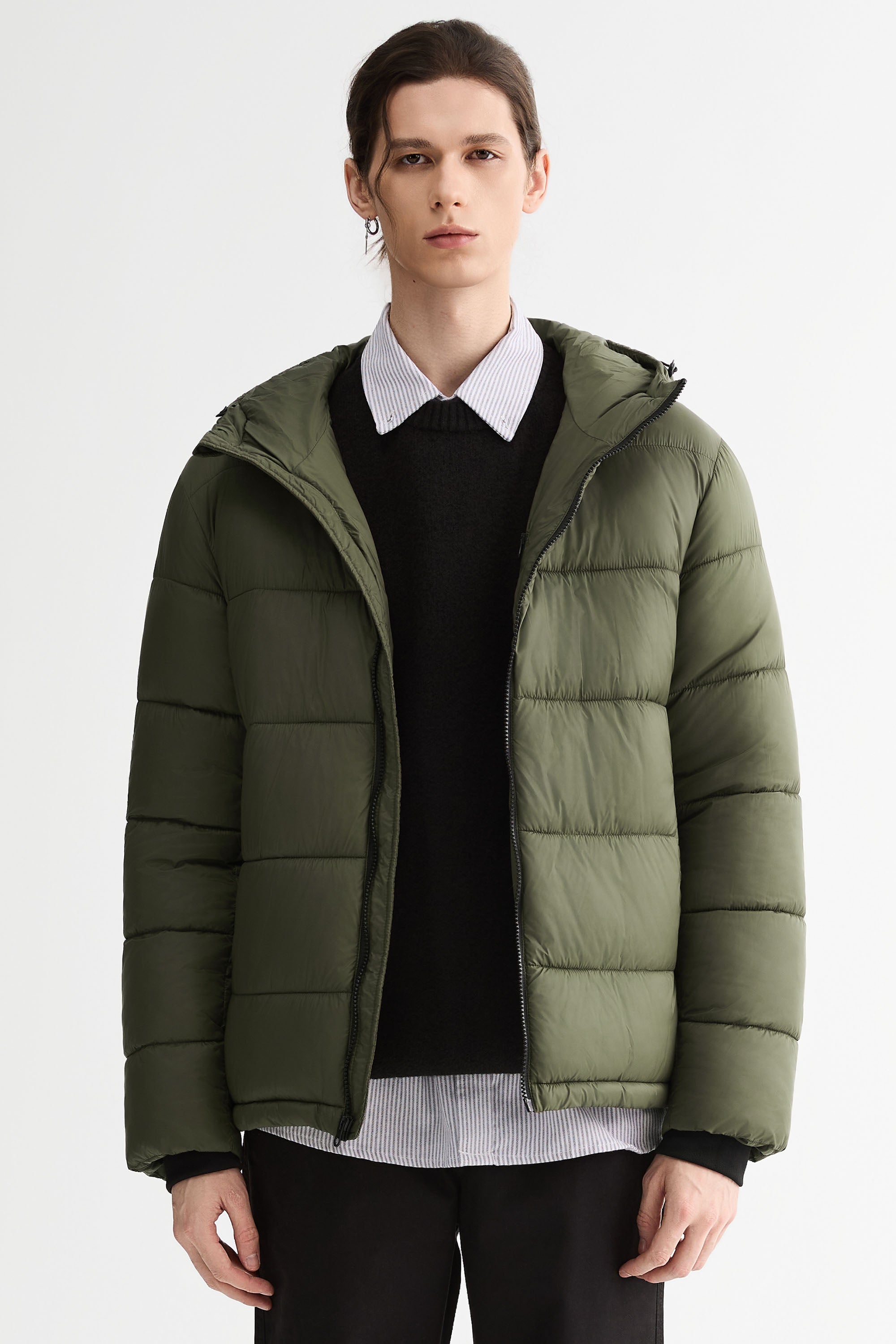 Essential Hooded Puffer Jacket with Quilted Finish OROLAY #color_olive