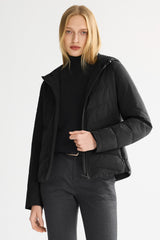 Flattering Quilted Puffer Lightweight Jacket with Hood #color_black