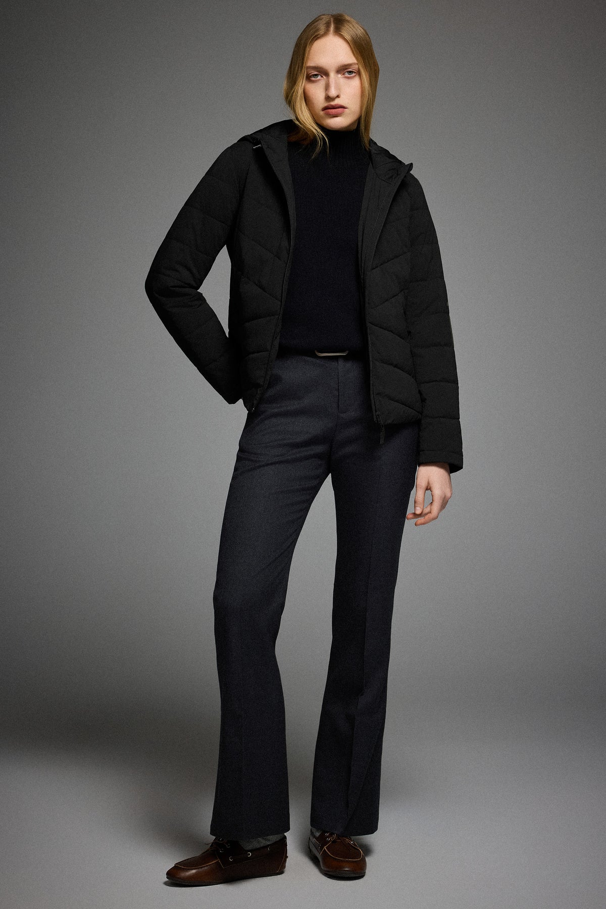 Flattering Quilted Puffer Lightweight Jacket Hood