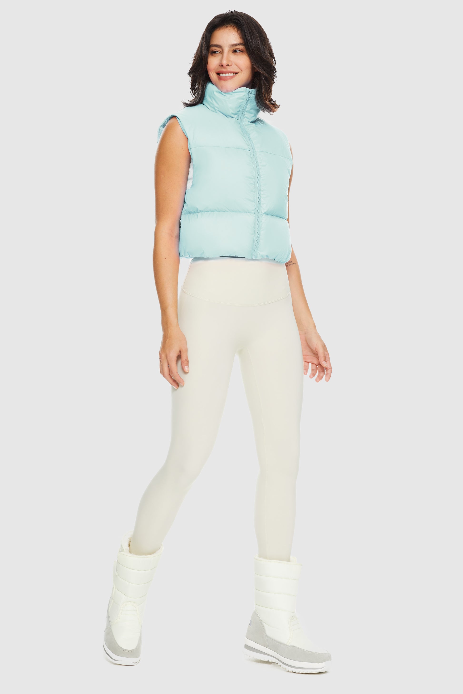 High Neck Cropped Puffer Vest