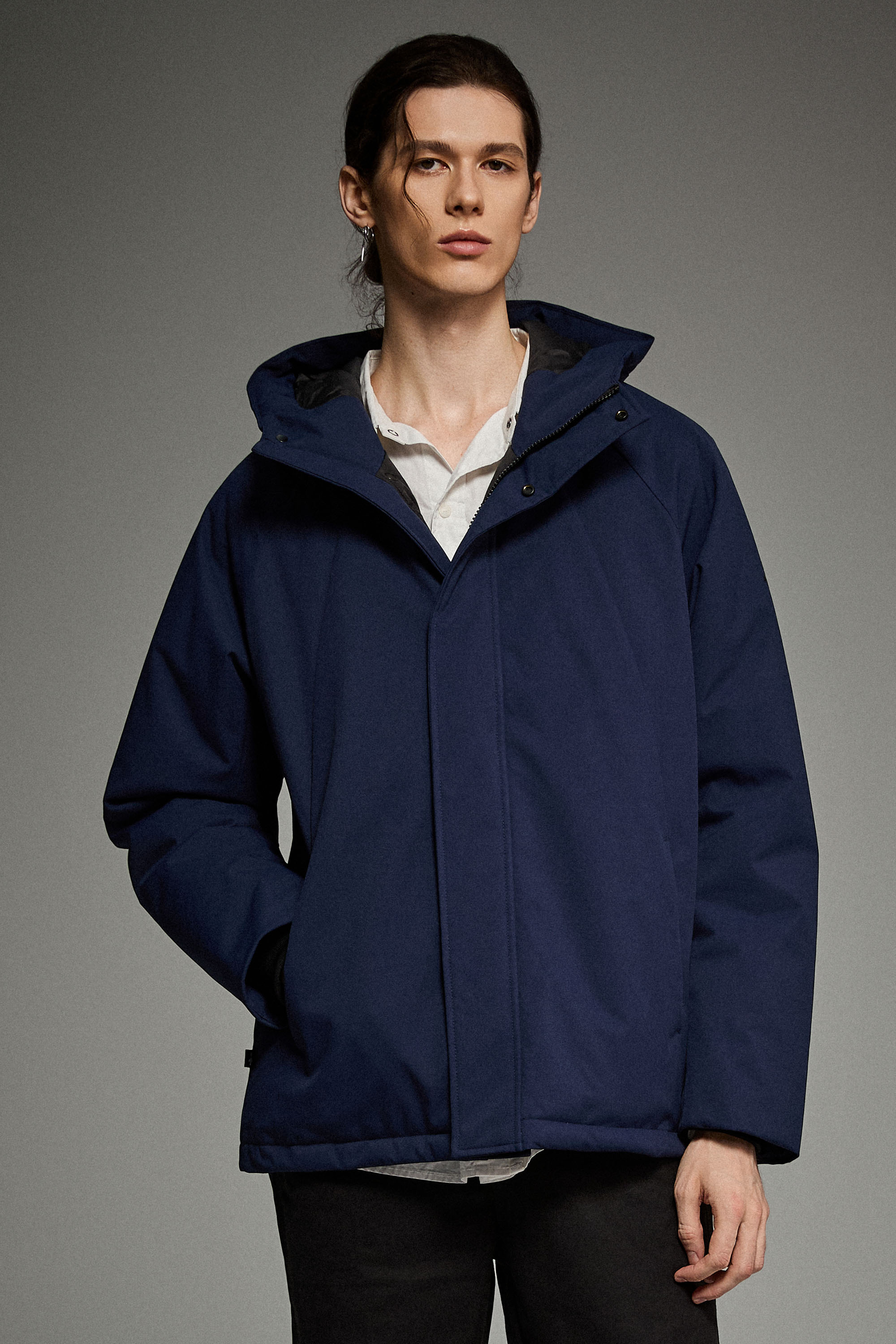Hooded Lightweight Cropped Everyday Puffer Orolay #color_navy