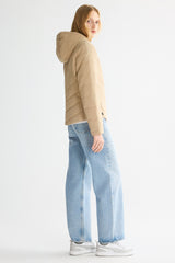 Flattering Quilted Puffer Lightweight Jacket with Hood #color_khaki