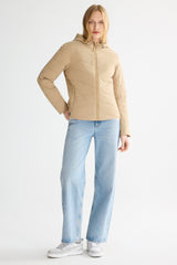 Flattering Quilted Puffer Lightweight Jacket with Hood #color_khaki