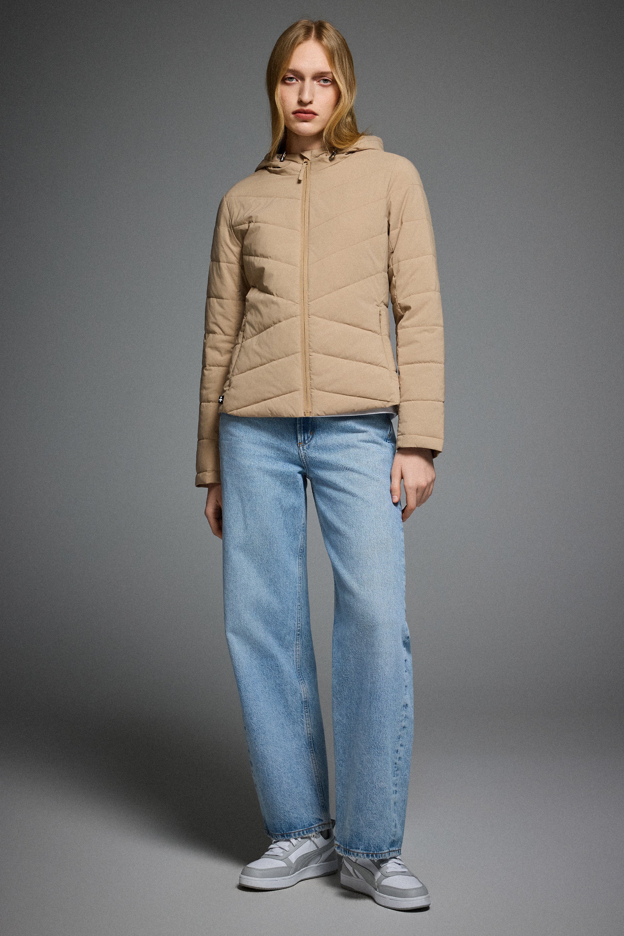 Flattering Quilted Puffer Lightweight Jacket with Hood #color_khaki