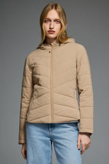 Flattering Quilted Puffer Lightweight Jacket with Hood #color_khaki