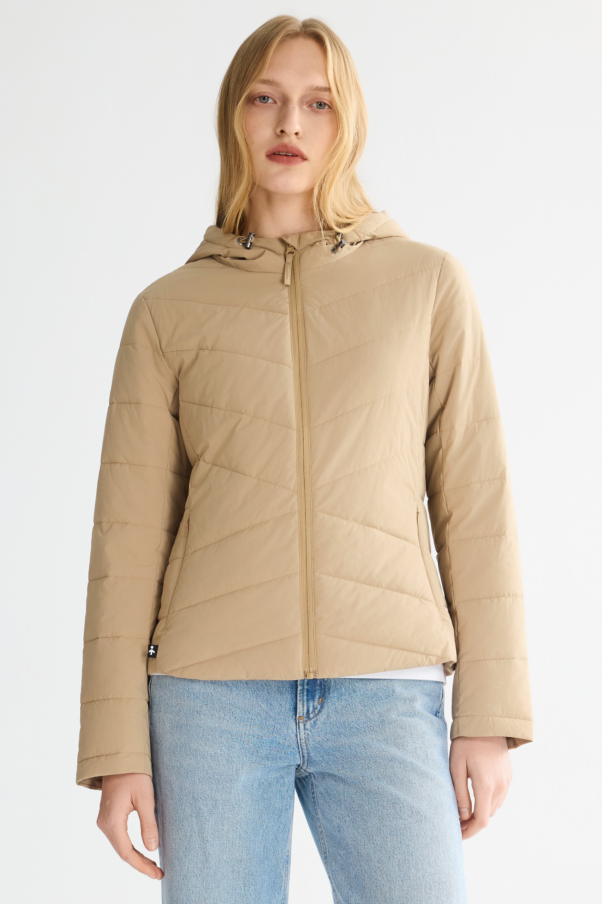 Flattering Quilted Puffer Lightweight Jacket with Hood #color_khaki
