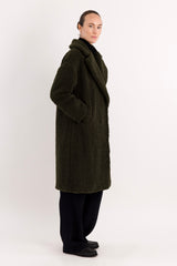 Orolay-Knee-Length Fleece Lapel Down Coat-#color_Army Green