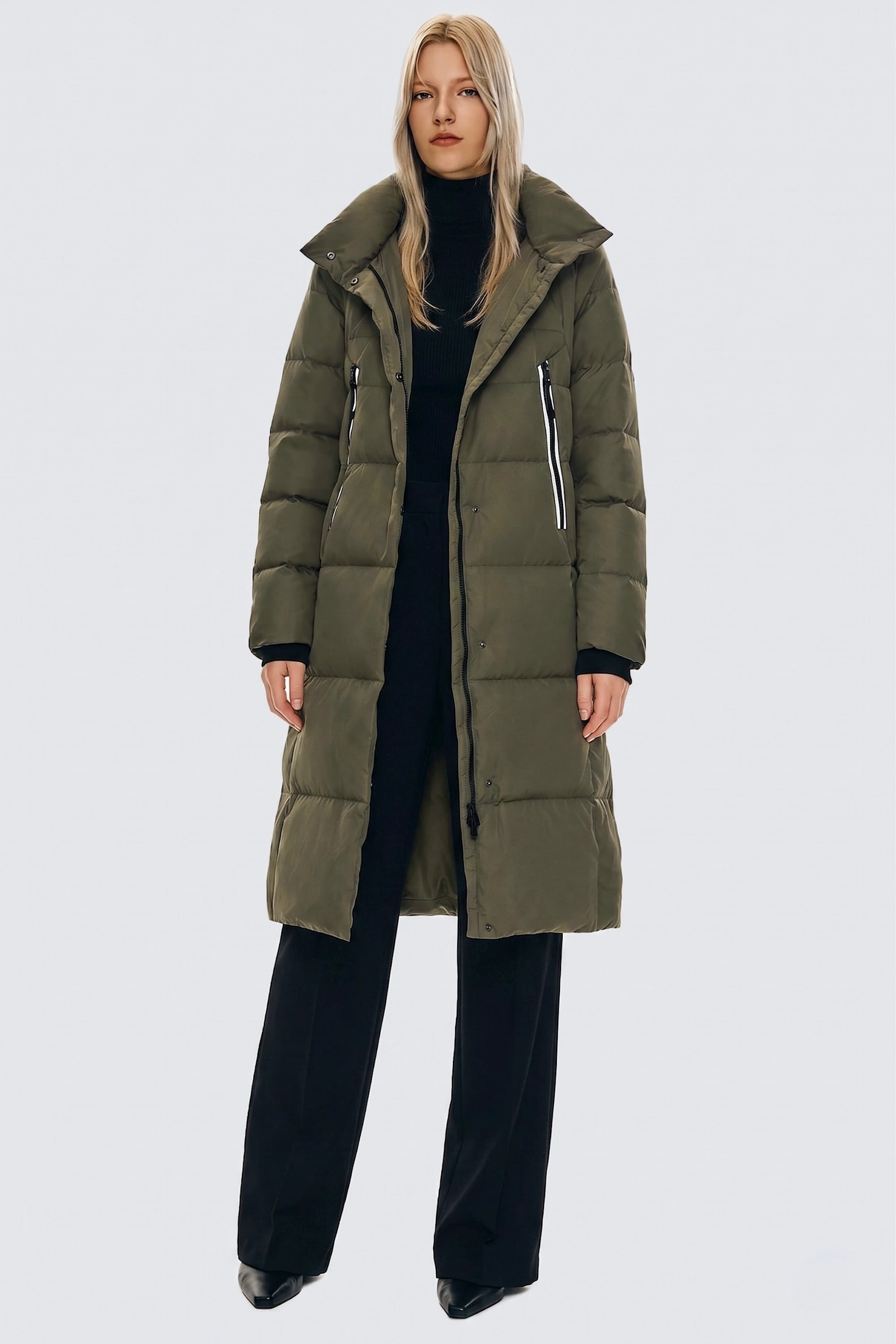 Jacket-Knee Length Thickened Down Jacket - Orolay, #color_army green
