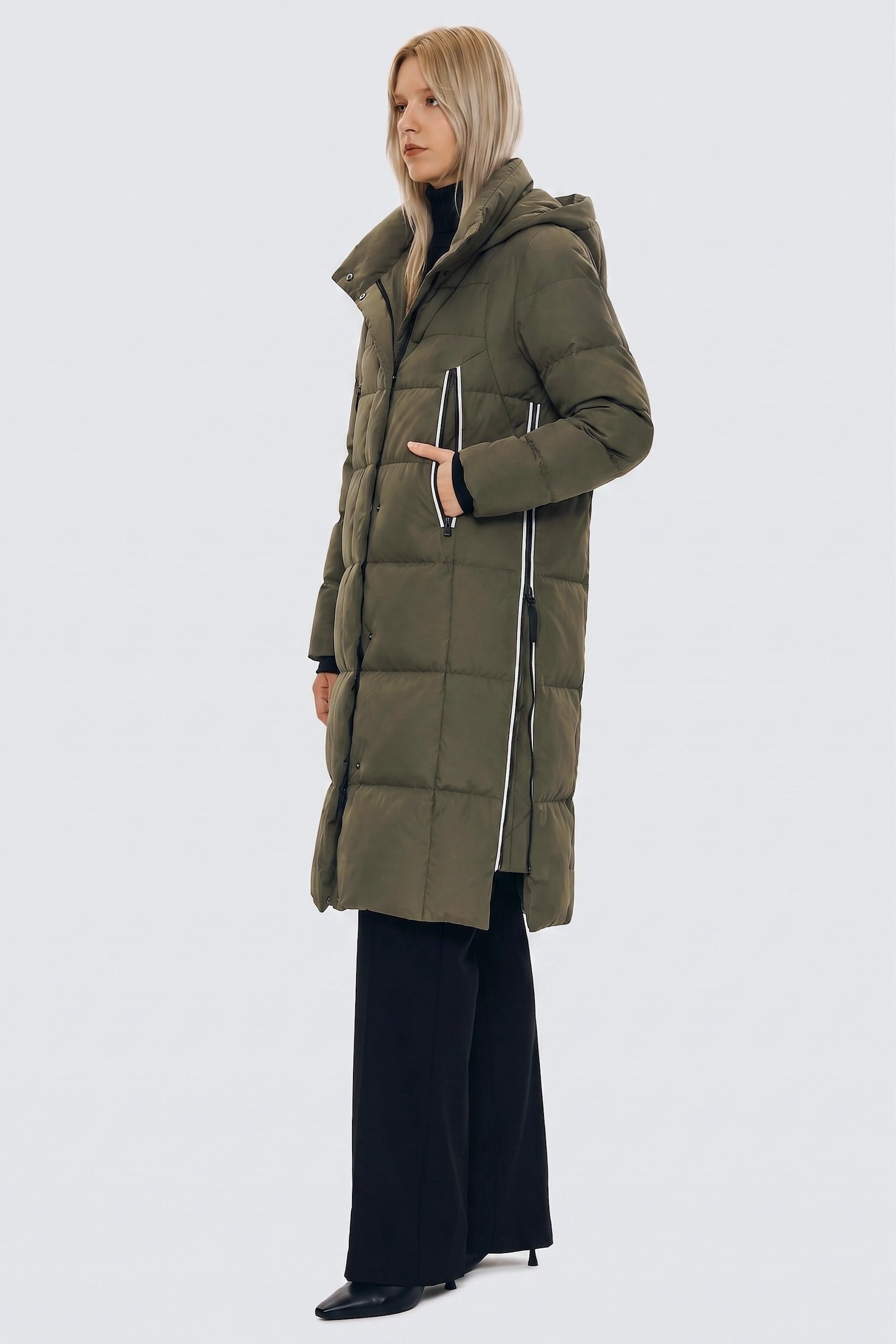 Jacket-Knee Length Thickened Down Jacket - Orolay, #color_army green