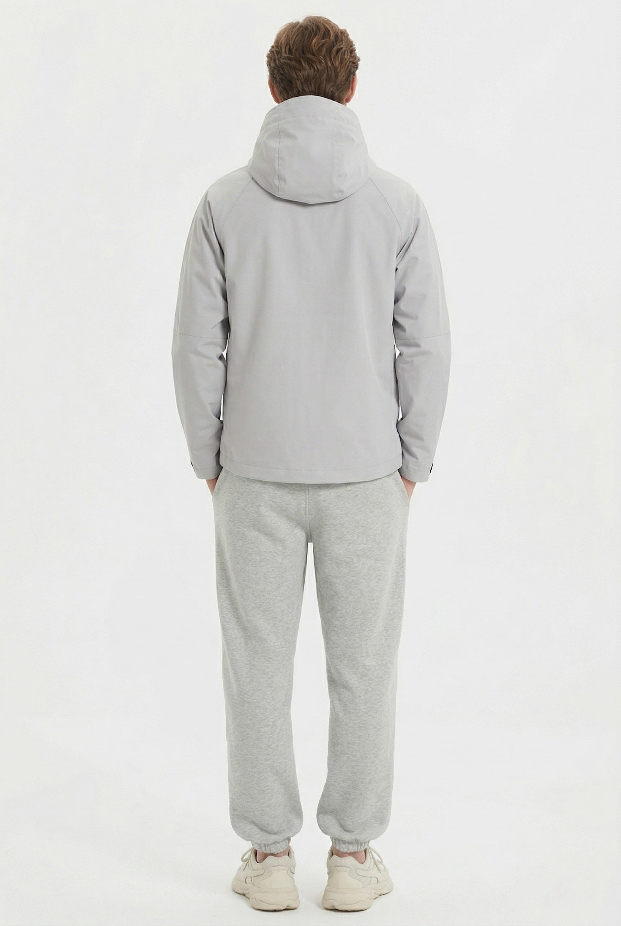 Zip Up Men Rain Jacket Lightweight Hooded Windbreaker orolay #color_gray
