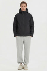 Zip Up Men Rain Jacket Lightweight Hooded Windbreaker orolay #color_black