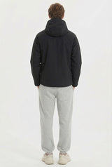 Zip Up Men Rain Jacket Lightweight Hooded Windbreaker orolay #color_black