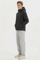 Zip Up Men Rain Jacket Lightweight Hooded Windbreaker orolay #color_black