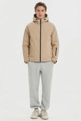 Zip Up Men Rain Jacket Lightweight Hooded Windbreaker orolay #color_khaki
