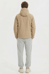Zip Up Men Rain Jacket Lightweight Hooded Windbreaker orolay #color_khaki