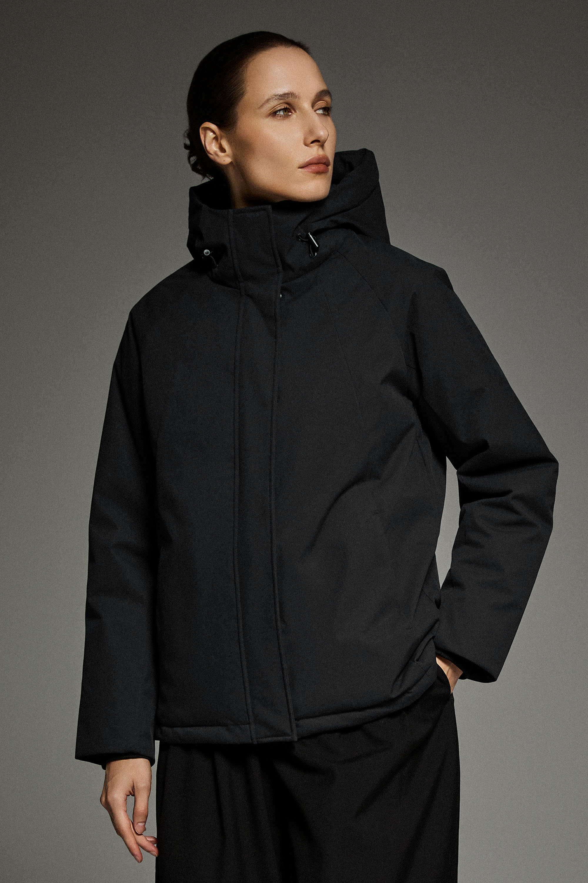 Lightweight Cropped Everyday Parka Jacket orolay #color_black