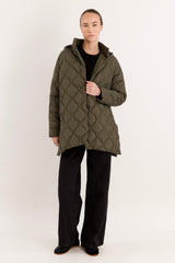 Orolay Oversized Quilted Puffer Jacket Lightweight with Pockets #color_green 