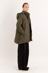 Orolay Oversized Quilted Puffer Jacket Lightweight with Pockets #color_green 